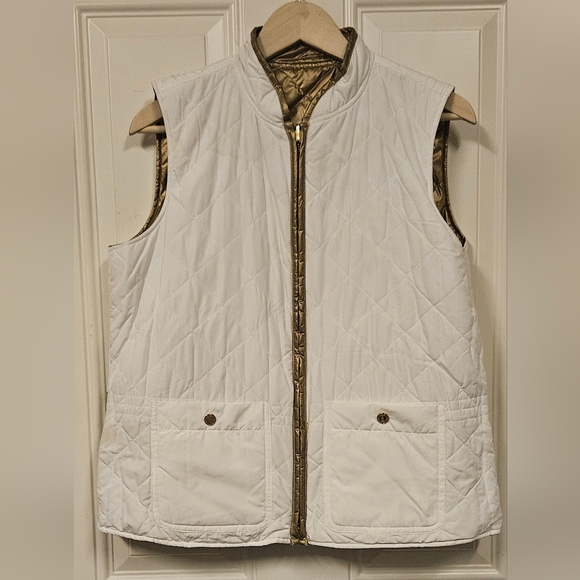 Lauren by Ralph Lauren Metallic gold white Reversible Quilted Vest size L - Picture 12 of 16
